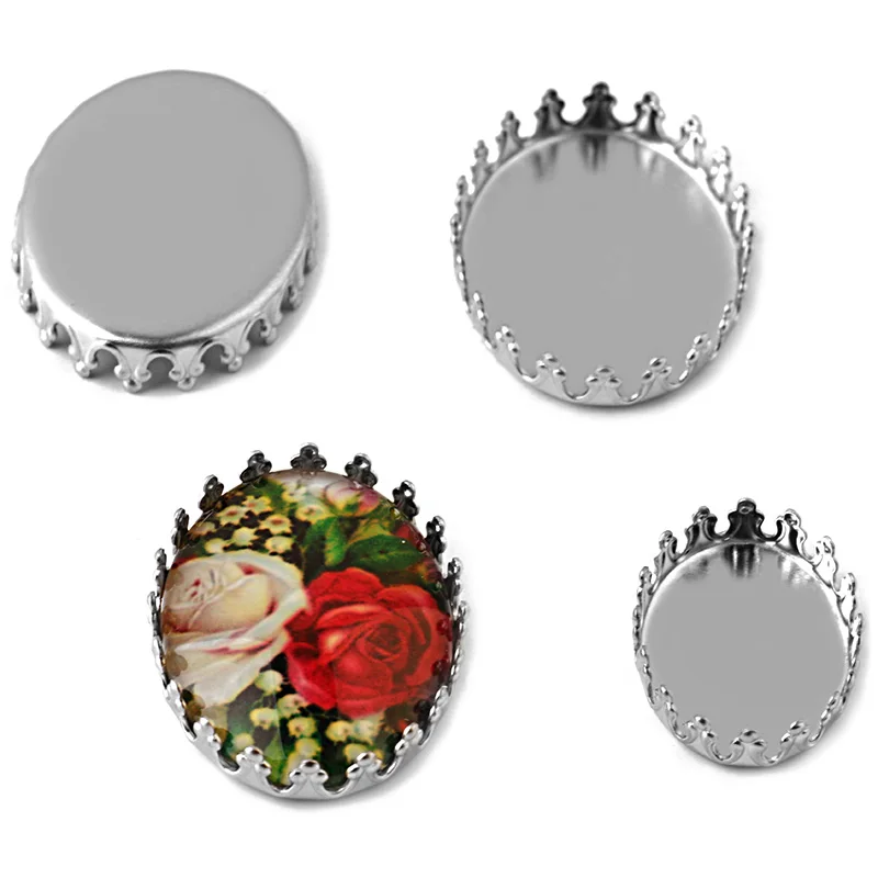 30pcs 2018 New Hot Sale Pure Stainless Steel 13*18MM/18*25MM Oval Beer Cover Bottom Tray Jewelry Accessories Wholesale