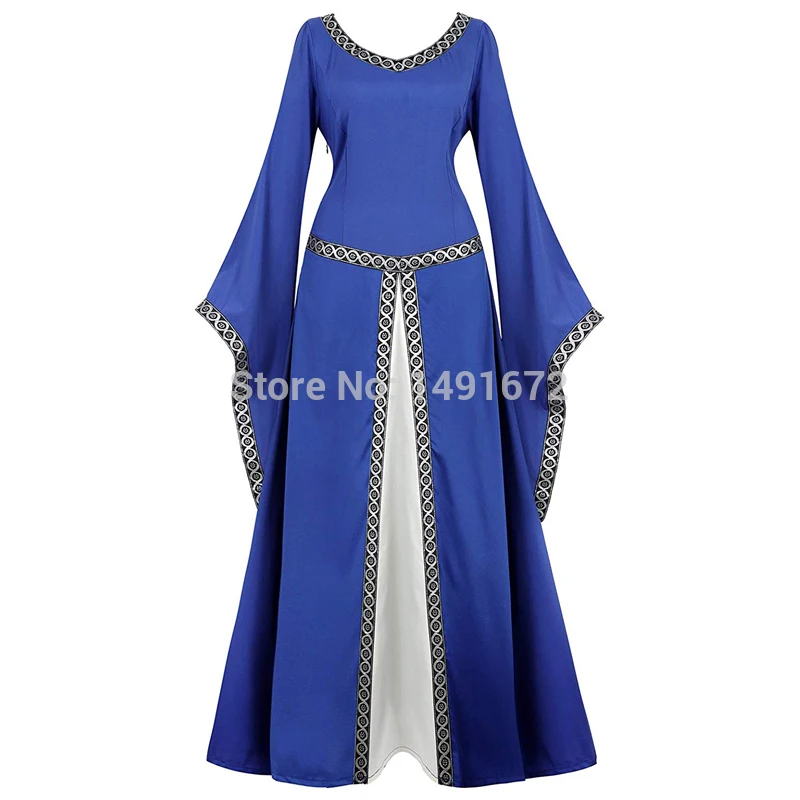 6513Royal Blue Средневековое платье костюм эпохи Возрождения платье ирландский над Делюкс длинные платья в средневековом стиле Викторианский Винтаж косплей женские вечерние на Хэллоуин - Цвет: 6513Royal Blue