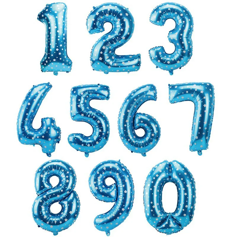 32inch number blue 1, 2, 3, 4, 5, 6, воздушный шар из фольги, номер, баллоны, 1-й день рождения, украшения для детей, для маленьких мальчиков и девочек, 1 год, товары для дня рождения - Цвет: 32inch number blue