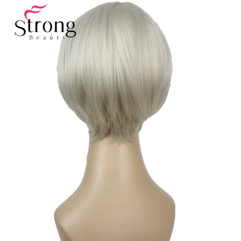StrongBeauty короткий мягкий белый блондин парик тепла freindy Синтетический Полный парик для женщин