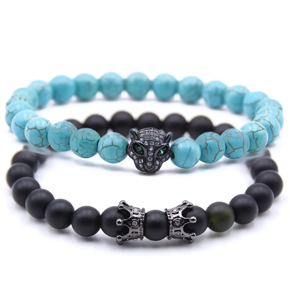 

Shining Stone Leopard Head Bracelet Set Man Fashion Women Gift For Bracelets