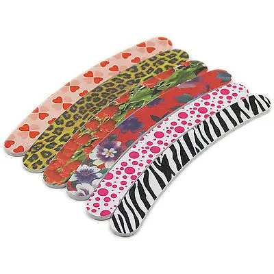 

2016"10 X Colorful Nail File Buffing Grit Sandpaper Crescent