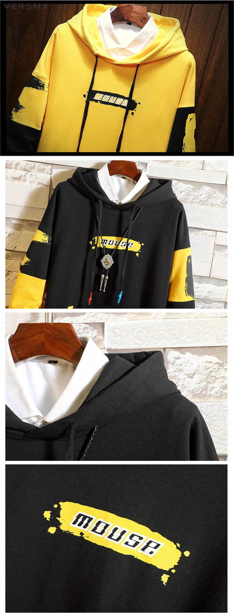 VERSMA High Street Хип-хоп толстовка с принтом граффити Мужская Осенняя Корейская Harajuku BF GD толстовка с капюшоном