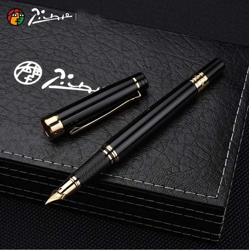 Pimio перьевая ручка Picasso PS 917 Золотая клипса Серебряная Студенческая учительница бизнес Римский стиль Подарочная коробка Упаковка