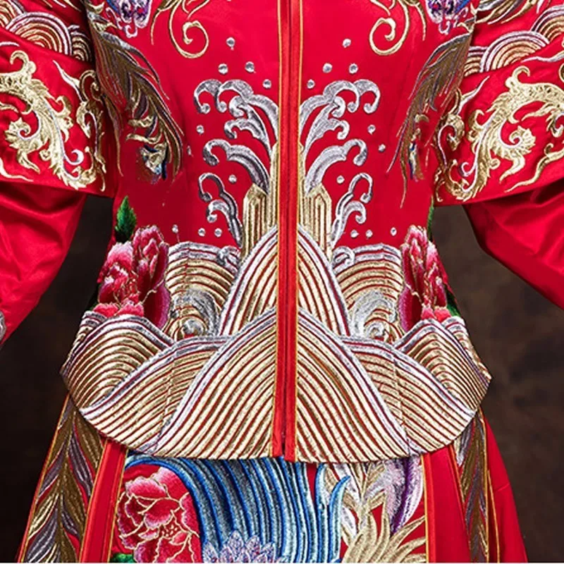 2018 свадебное платье невесты с красным цветком Qipao в национальном китайском стиле
