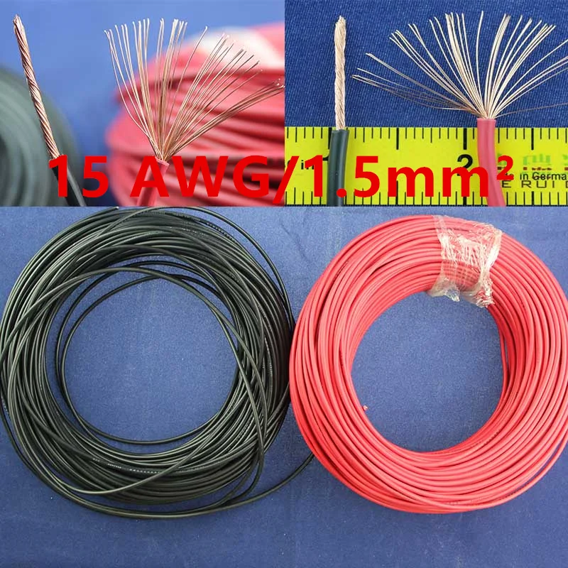 Высокое качество 15 AWG гибкий многожильный 2 метра провода электрический кабель светодиодный кабель, DIY подключить цвет выбрать