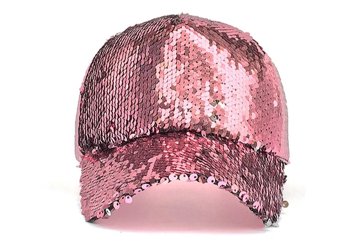 Новая мода повседневное блесток Snapback бейсболка регулируемая бейсболка для женщин на лето и весну Черный, Розовый Золото кепки s Открытый