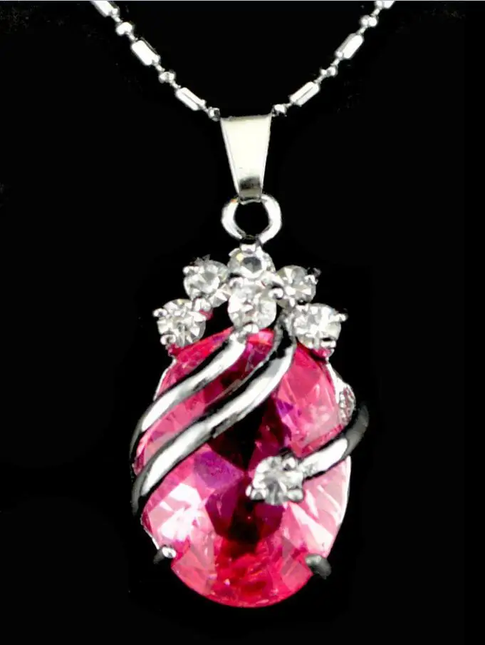 

Hot sell Noble- FREE SHIPPING>>>@@ Hot sale new Style >>>>>Pretty pink crystal pendant necklace