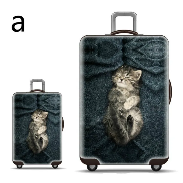 Кошка шаблон пылезащитный утолщенный эластичный багажный Чехол Дорожный чемодан-тележка чехол с защитой от пыли - Цвет: a