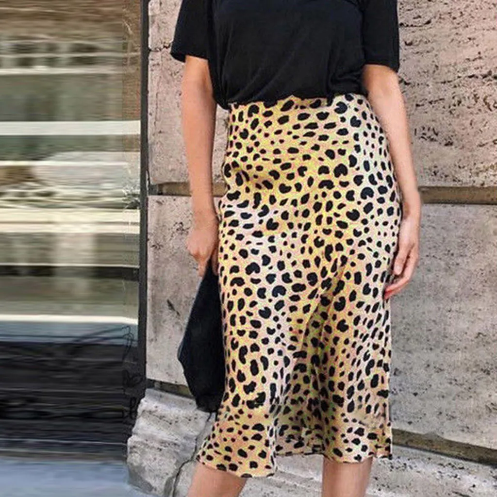 Women's Pencil skirt 2019 Daily Summer Slim skirts womens Bohemia High Waist Leopard Ruffle Beach Maxi Long Skirt Female Falda | Женская