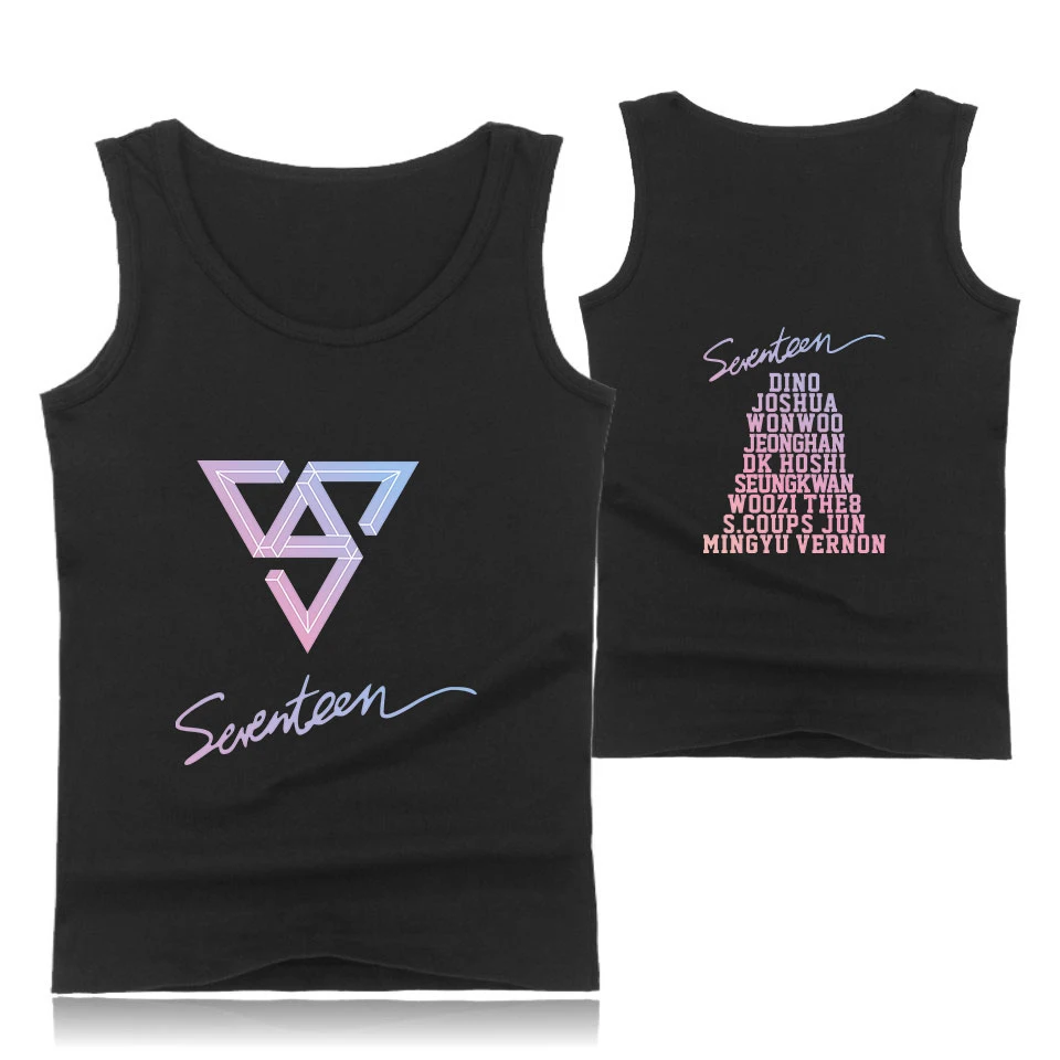 Seventeen17 Хлопок Танк рубашка печати K поп Стиль одеть 17 карат Seventeen Кей Поп