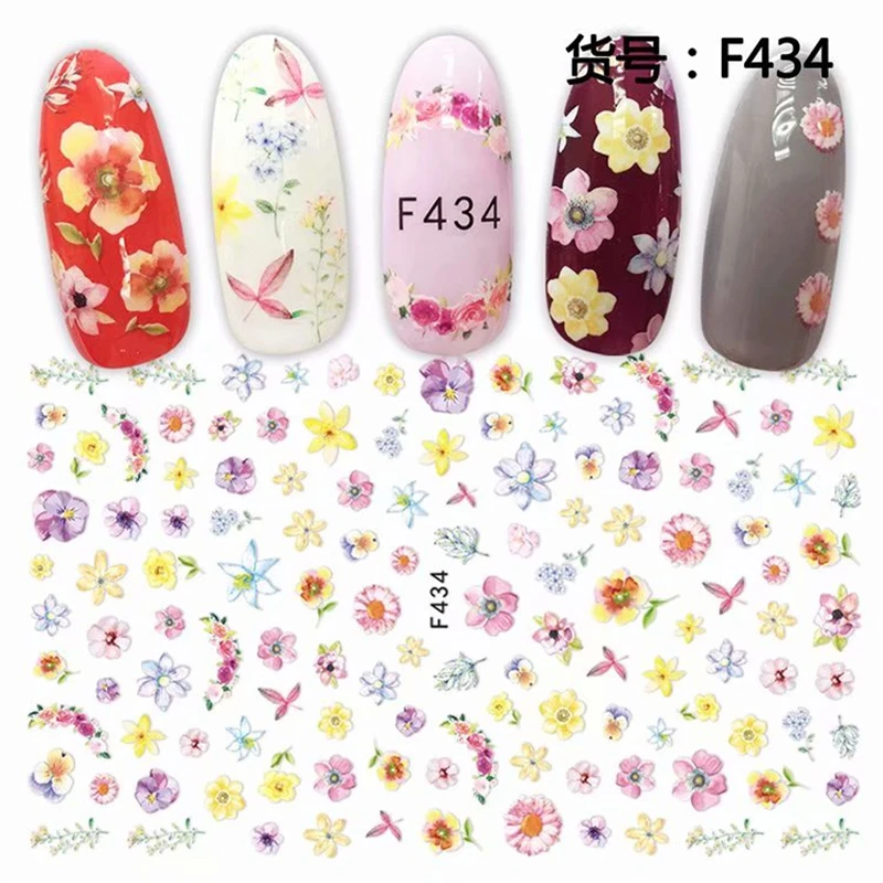 

Flower pattern Self-adhesive ultra-thin 3D decals Nail Art decorations Stickers Manicure acrylic beauty nail supplies F434-438