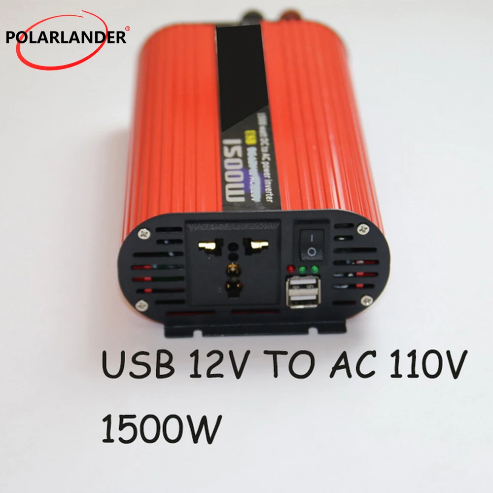 

Polarlander 1500W Power Inverter Car Vehicle USB DC 12V/24V to AC 110V/220V Power Inverter Adapter Converter