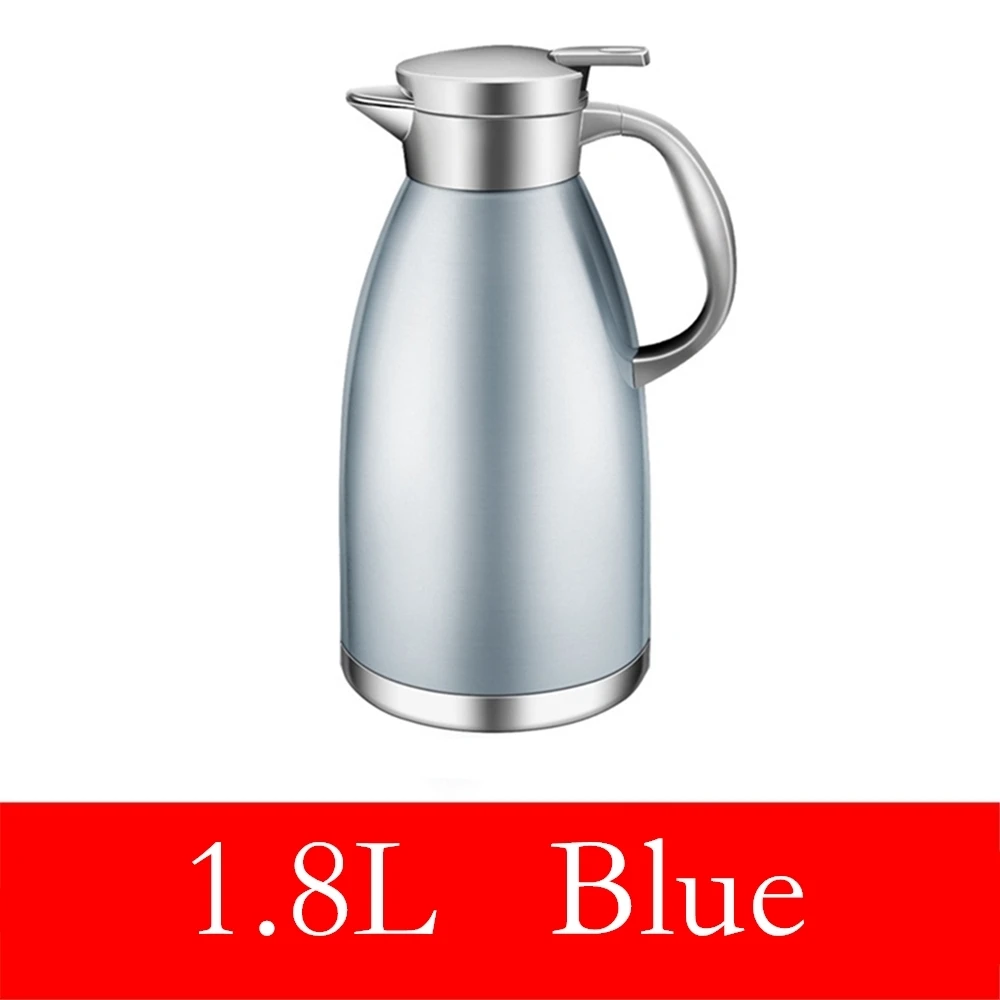 1.8L Blue 60/78 унции тепловой горшок из нержавеющей стали с двойными стенками Вакуумный Термос 12 Hour сохранение тепла термос кофе чай вода горшок - Цвет: 1.8L Blue