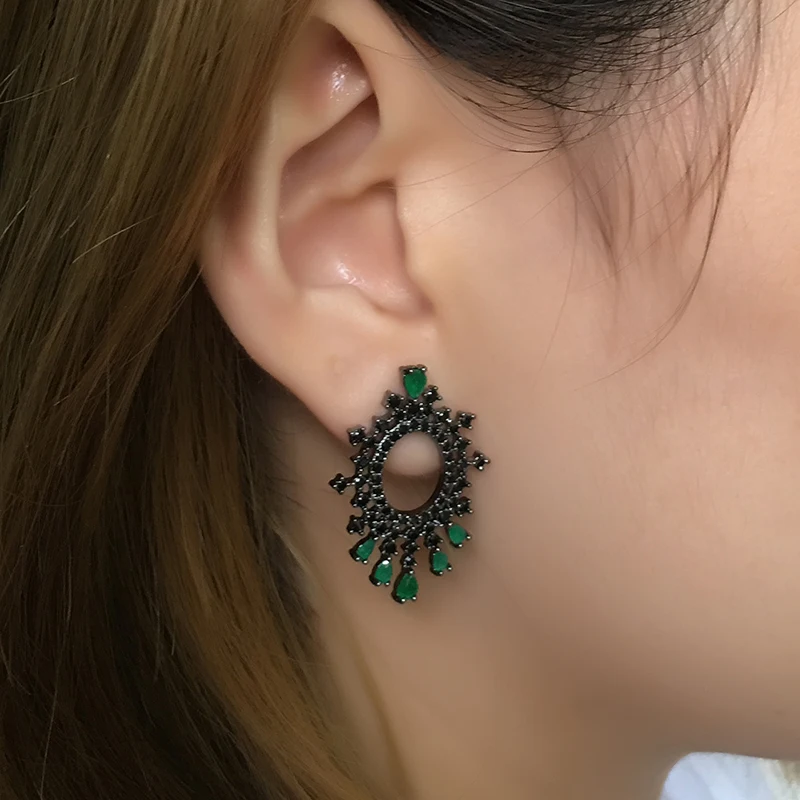 Изысканные трендовые женские серьги 2017 с круглыми гвоздиками из циркония AAA