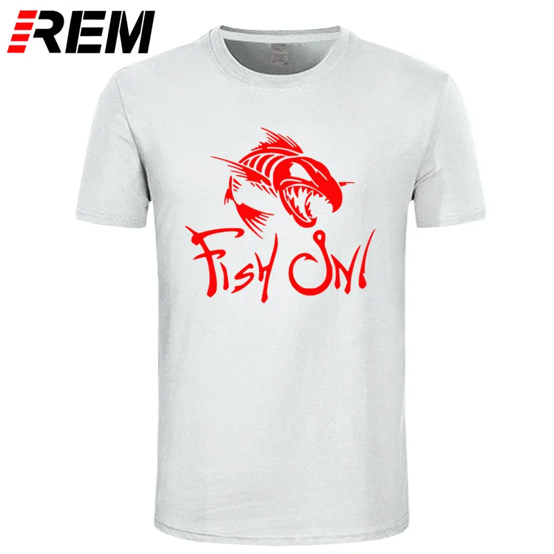 REM Fish On, модная футболка с принтом, забавная футболка Angry Fishbone Fish, летняя новинка, мужские хлопковые футболки, футболки высшего качества - Цвет: white red