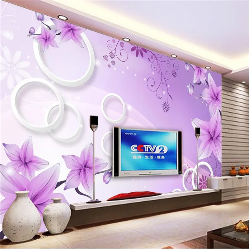 Большая картина beibehang домашний декор фиолетовый цветок лилии круг гостиничный