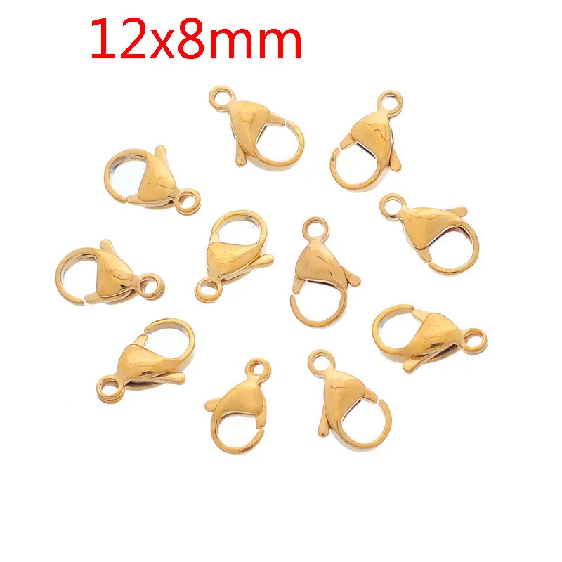 10pcs 10/50 шт Позолоченные Нержавеющая сталь карабины для самостоятельного изготовления ювелирных изделий, аксессуары Findings, высокое качество кольца разного размера - Цвет: 10pcs