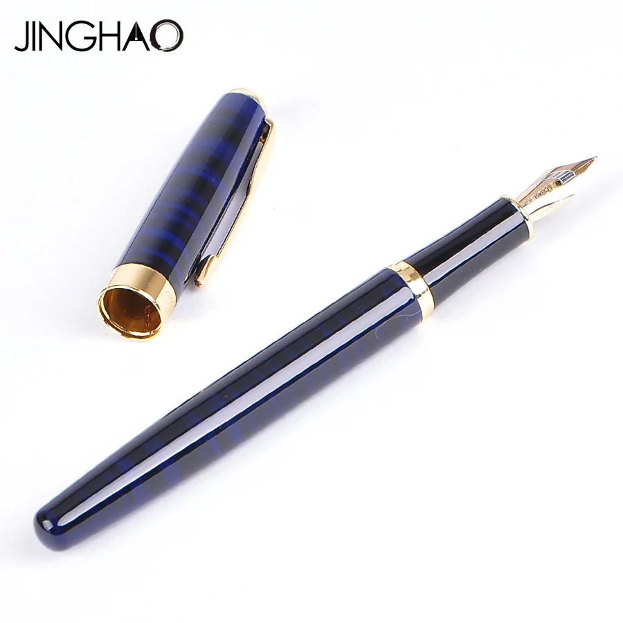 JINHAO высококачественная Металлическая черная авторучка F nib чернильные ручки школьные и офисные принадлежности канцелярские элегантные ручки для письма подарок - Цвет: Синий