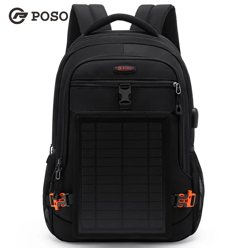 

POSO New fashion 15.6 inch USB backpack disassemble solar charging Laptop bag Business package computer Bag free shipping