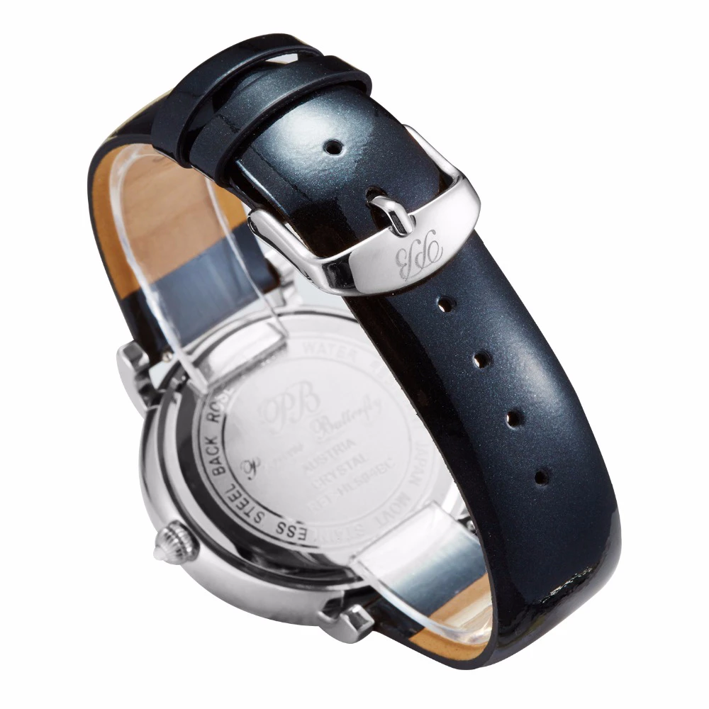 PB часы женские наручные с вращающимся цветком бабочка кристалл кожаный ремешок