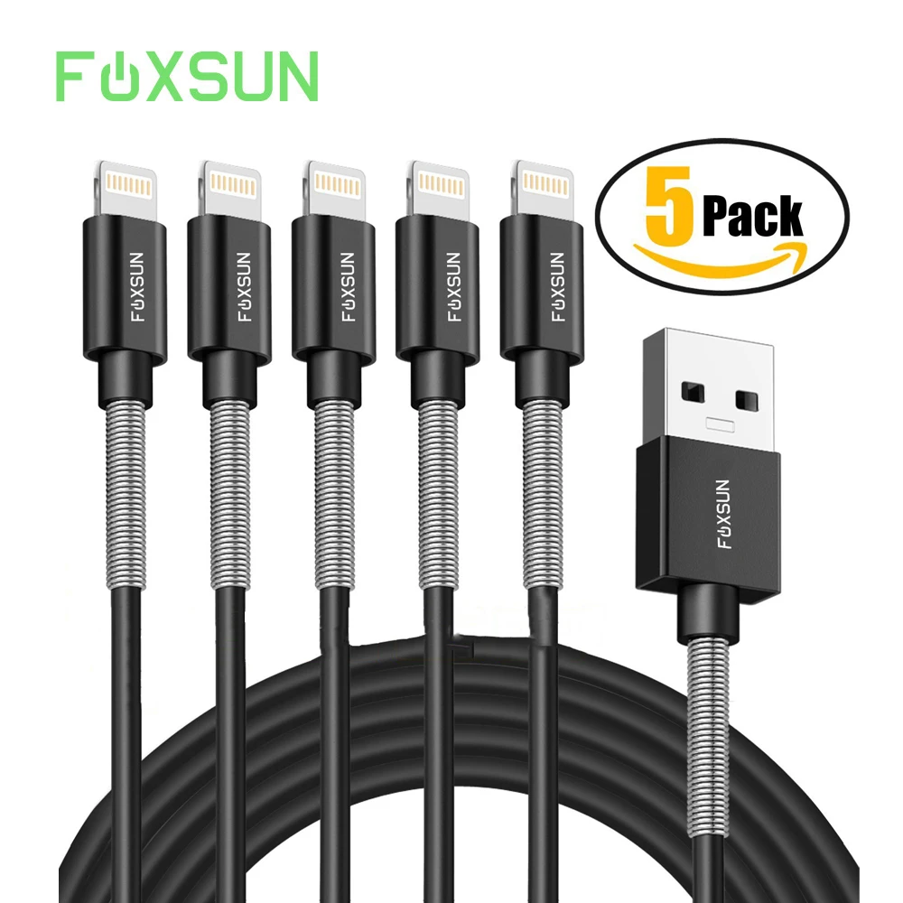Кабель FOXSUN с Lightning на USB прочный и быстрый зарядный Шнур для iPhone 5 6 7 Plus SE iPad Air Pro Mini