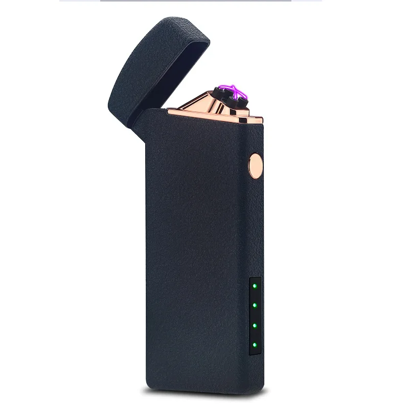 4 USB металлические ветрозащитные сигареты табачный дым зажигалки перезаряжаемые двойной дуги плазменный импульсный индикатор батареи Зажигалка мужской подарок - Цвет: 4