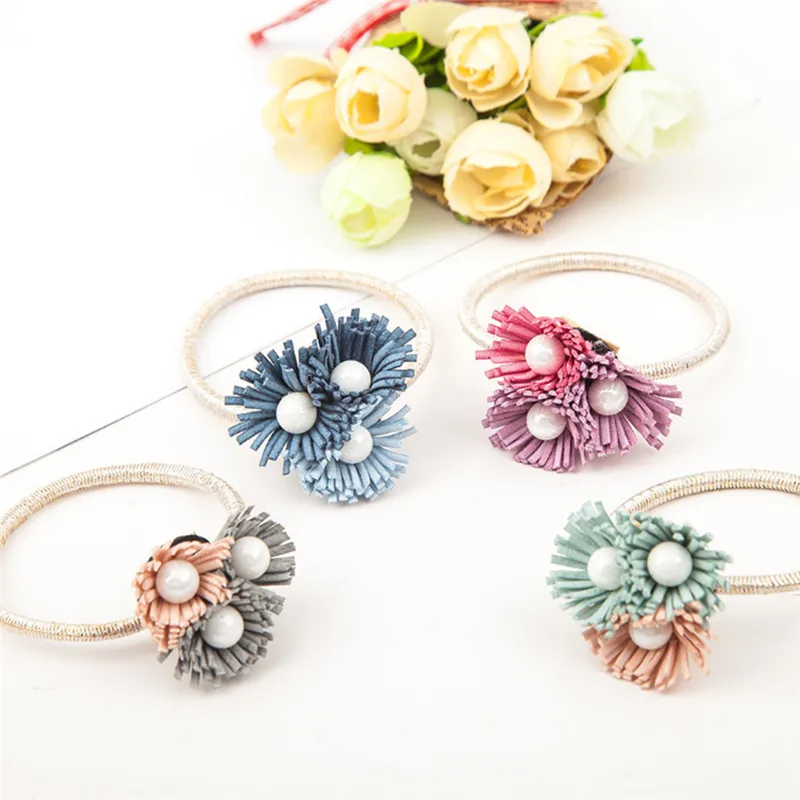Резинка для волос с большим жемчугом и цветком Женская резинка орнаментом
