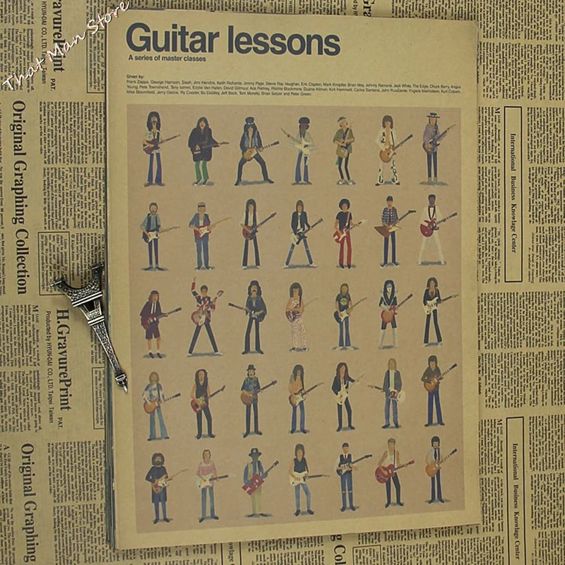 Гитара мастер Франк Zappa, Джордж Харрисон, slash, jimi Hendrix винтажный домашний декоративный настенный плакат подарок 42*30 см - Цвет: Черный