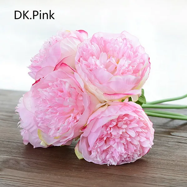 30cm dark pink Европейский 1 букет, Шелковый Искусственный цветок, пион, яркий осенний шелк, имитация пиона, домашние Цветочные Декоративные цветы, венок - Цвет: 30cm dark pink