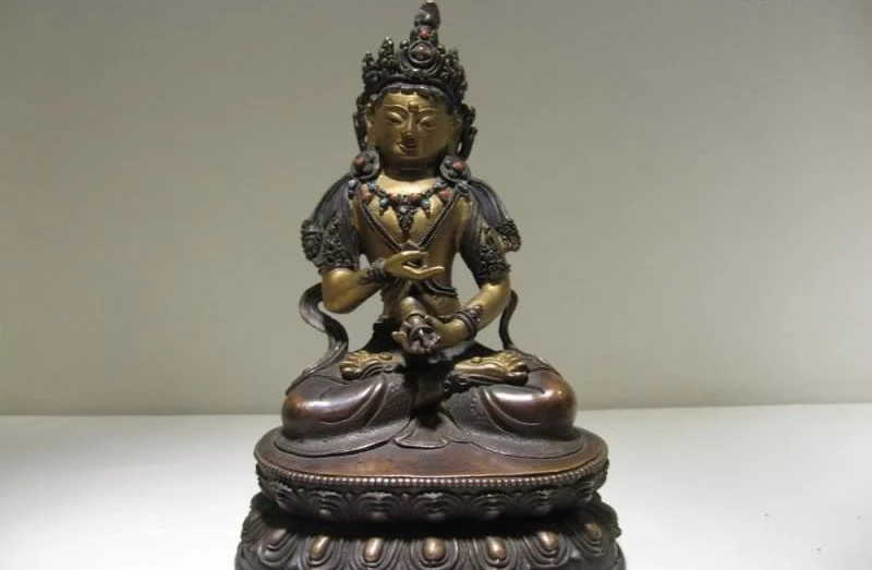 Tiebt храм 100% чистая бронза 24K золото позолота Vajradhara статуя Будды