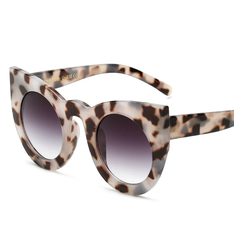Прятки мода sexy круглый cat eye солнцезащитные очки градиент белый черный большой дамы солнцезащитные очки для женщин кошачий глаз роскошь óculos