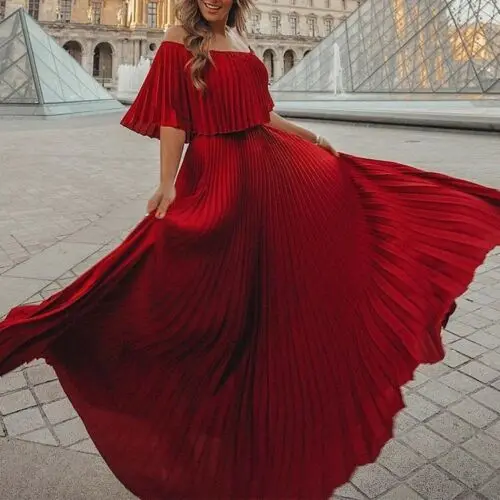 Женское длинное Макси плиссированное платье Boho Лето 2019 женские вечерние