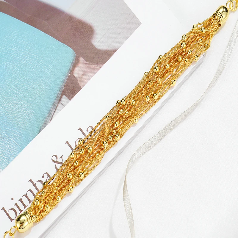 Mytys нескольких слоев Золотая Обёрточная бумага Браслеты металлическая бусина