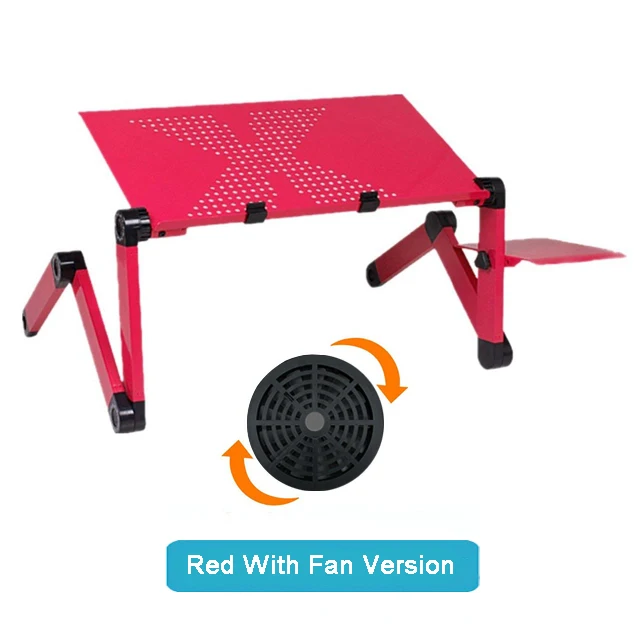 Red with Fan Портативный складной регулируемый складной стол для ноутбука Компьютерная подставка для ноутбука эргономичный дизайн для дивана-кровати с вентилятором коврик для мыши - Цвет: Red with Fan