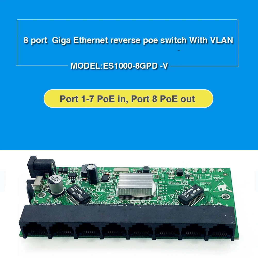 GPON/EPON решение поставщика с VLAN 8 портов 10/100M и 10/100/1000M realtek RTL8370N обратное POE Питание переключатель материнской платы