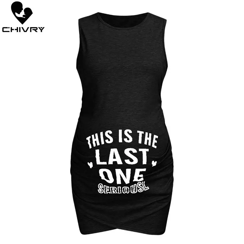 2019 модное женское платье для беременных без рукавов с буквенным принтом