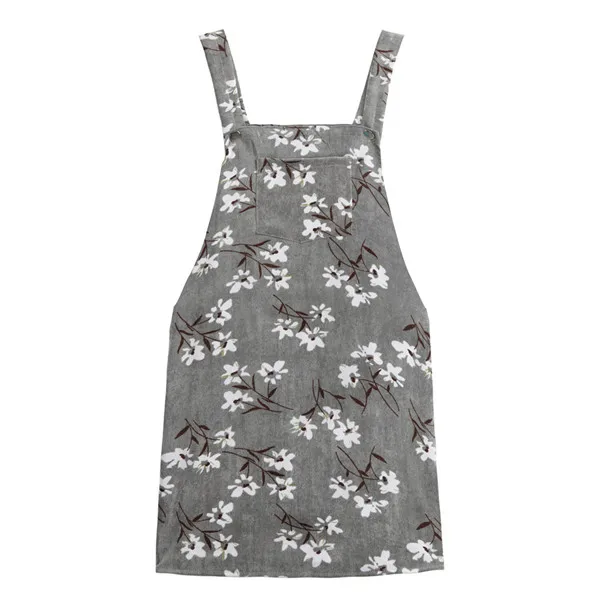 7073grey flower Лето-осень, женское вельветовое платье с цветочным рисунком в стиле ретро,, винтажное вечернее платье без рукавов, Повседневное платье с карманами на подтяжках, Сарафан Vestidos - Цвет: 7073grey flower
