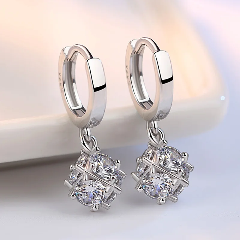 Женские Геометрические серьги-кубики Marquise из стерлингового серебра 925 пробы без