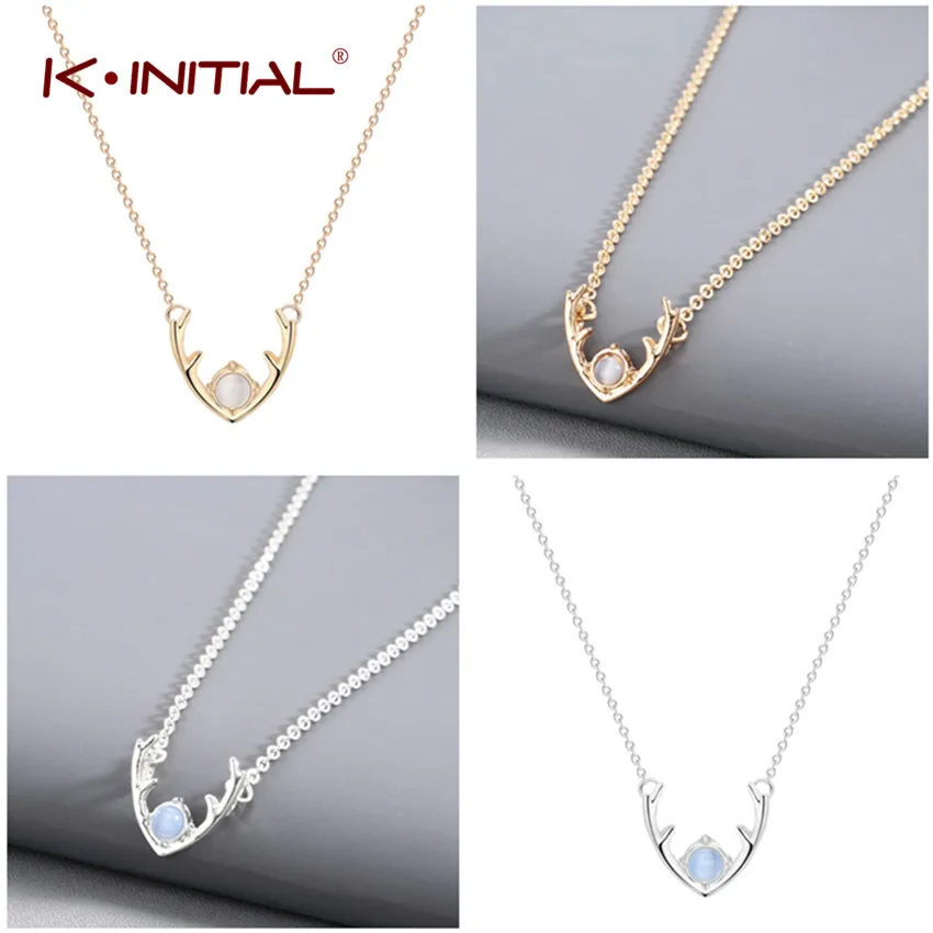Kinitial уникальный кристалл олень Шарм Цепочки и ожерелья Для женщин Boho цвета: