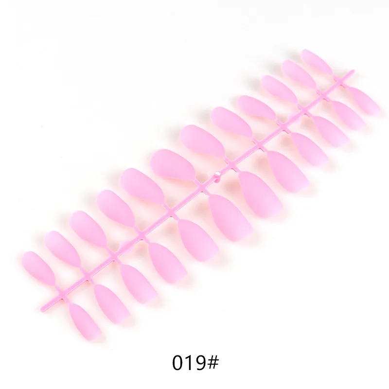 019 Blue Matte Artificial Nails Full Cover Fake Nails 24Pcs Candy Nail For Extension Manicure Art Acrylic Stiletto Nail Tip Beauty - Цвет: 019