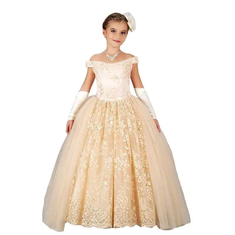 Платья с цветочным узором для девочек роскошные праздничные платья из тюля