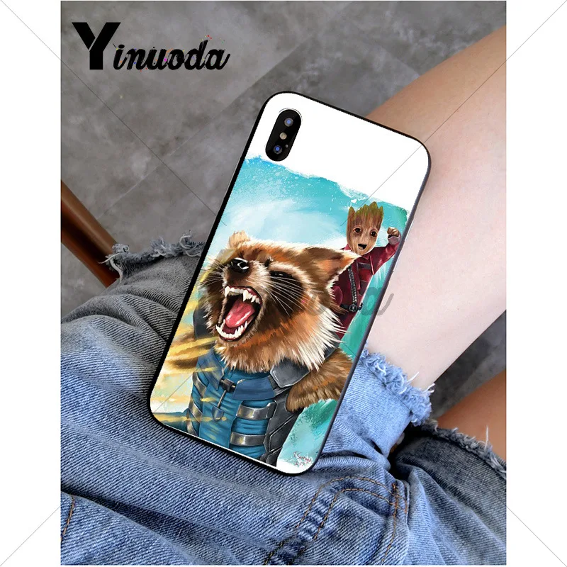 Yinuoda Guardian ракета енот Грут Treeman чехол для телефона для iPhone 6S 6plus 7plus 8 8Plus X Xs MAX 5 5S XR 11 11pro 11promax