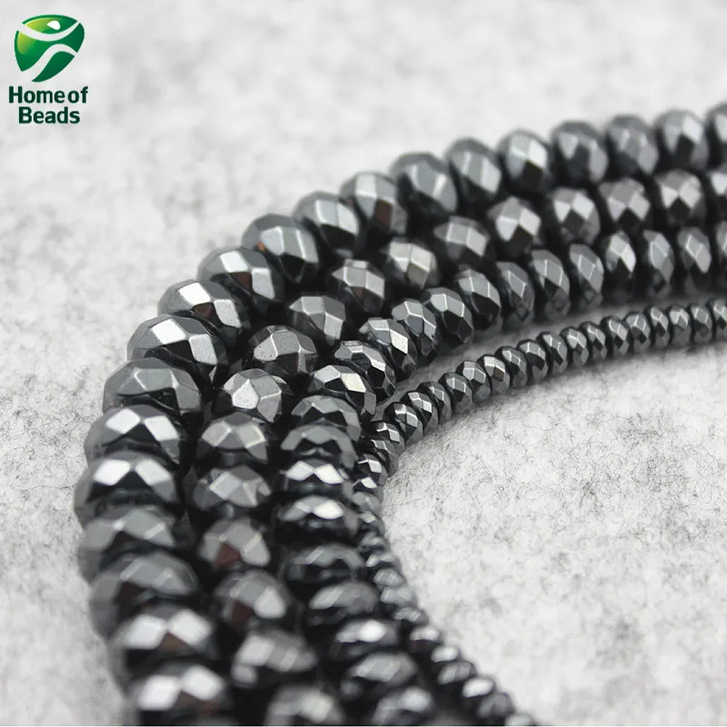 AAA Качество камень гематит Свободный плоский граненый разделитель бусины черный