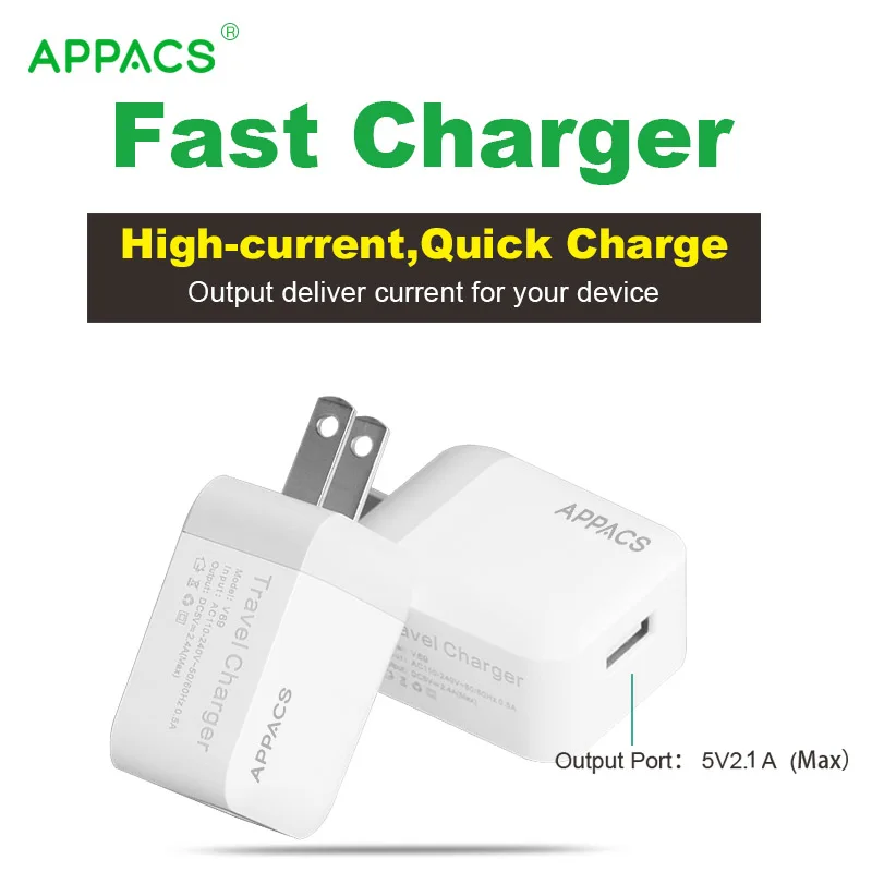 APPACS 5V 2.1A Смарт путешествия USB зарядное устройство адаптер стены Портативный США