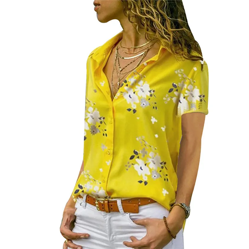 PYL блузки рубашки женские с коротким рукавом летние цветочные леопардовые принты