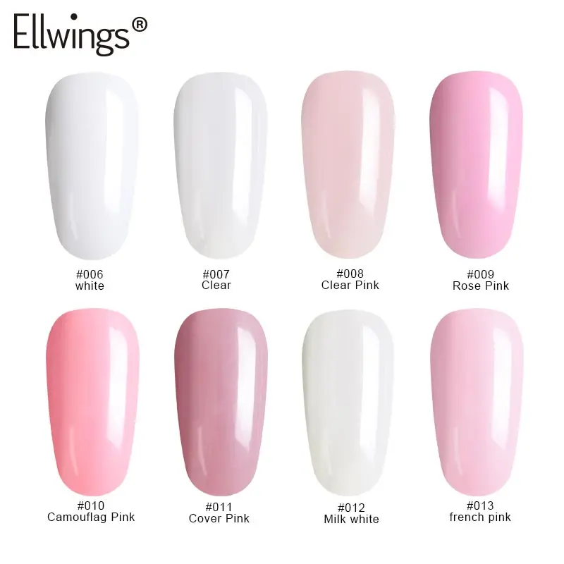 Ellwings 15 г 8 цветов ногтей поли гель Быстрый строитель УФ светодиодный отмачиваемый