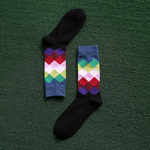 1 пара мужские хлопковые носки с геометрическим рисунком | Мужская одежда