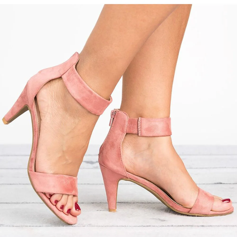 Женские однотонные Босоножки с открытым носком Летние женские босоножки на