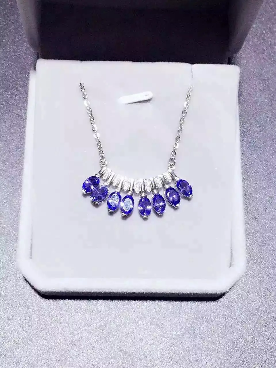 

KJJEAXCMY boutique jewels 925 sterling silver inlaid with natural stone tanzanite necklace set chain jewelry gem.